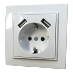 Розетка вн. устан. 1-а з/к з 2 USB 2.1A біла IP20 TNSy Malta - Зображення 2