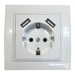 Розетка вн. устан. 1-а з/к з 2 USB 2.1A біла IP20 TNSy Malta