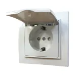 Розетка вн. устан. 1-а з/к із кришкою із защ. шторки. біла IP20 TNSy Malta - Зображення 3