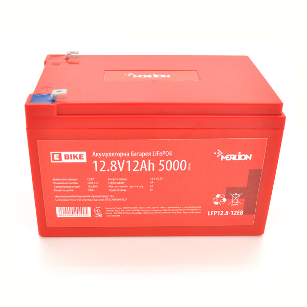 Літій-залізо-фосфатний акумулятор Merlion LiFePO4 12.8V 12AH(4S2P/BMS-15A), (151x99x99) для електротранспорту, 3000 циклів, Q12