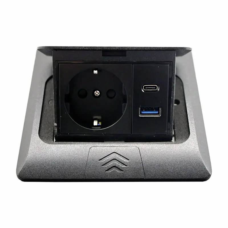 EH-F011.jpg Розетка для підлоги врізна Чорний 16 А + 2 USB (type C+A) 2,1 А IP44 - Зображення 1