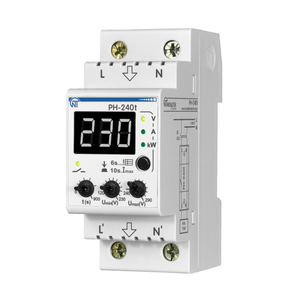Мультифункціональне реле напруги РН-240T White Новатек-Електро