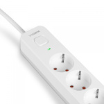 Мережевий подовжувач VIDEX ONCORD з/з 6п 3м (3x1.5мм) з кнопкою White - Зображення 3