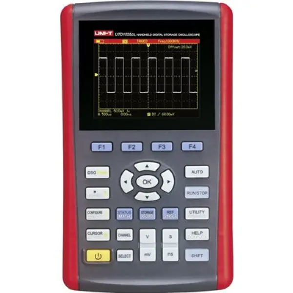 Цифровий осцилограф UNI-T UTD1050DL, портативный, мультиметр, двухканальный, 50 МГц, 250 МВыб/с, 3,5" TFT дисплей, 12 кБ