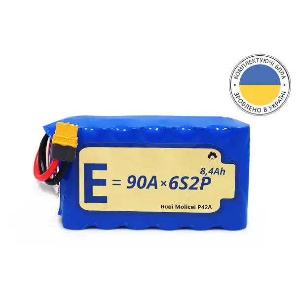 Акумуляторна батарея для дрона 6S2P Energy Life 8400мАг 90A Moliсel 21700-P42A Li-Ion (вертикальне складання)