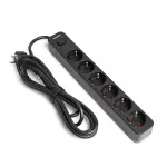 Мережевий подовжувач VIDEX ONCORD з/з 6п 3м (3x1.5мм) з кнопкою Black - Зображення 2