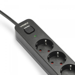 Мережевий подовжувач VIDEX ONCORD з/з 6п 3м (3x1.5мм) з кнопкою Black - Зображення 3