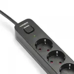 Мережевий подовжувач VIDEX ONCORD з/з 6п 3м (3x1.5мм) з кнопкою Black - Зображення 3