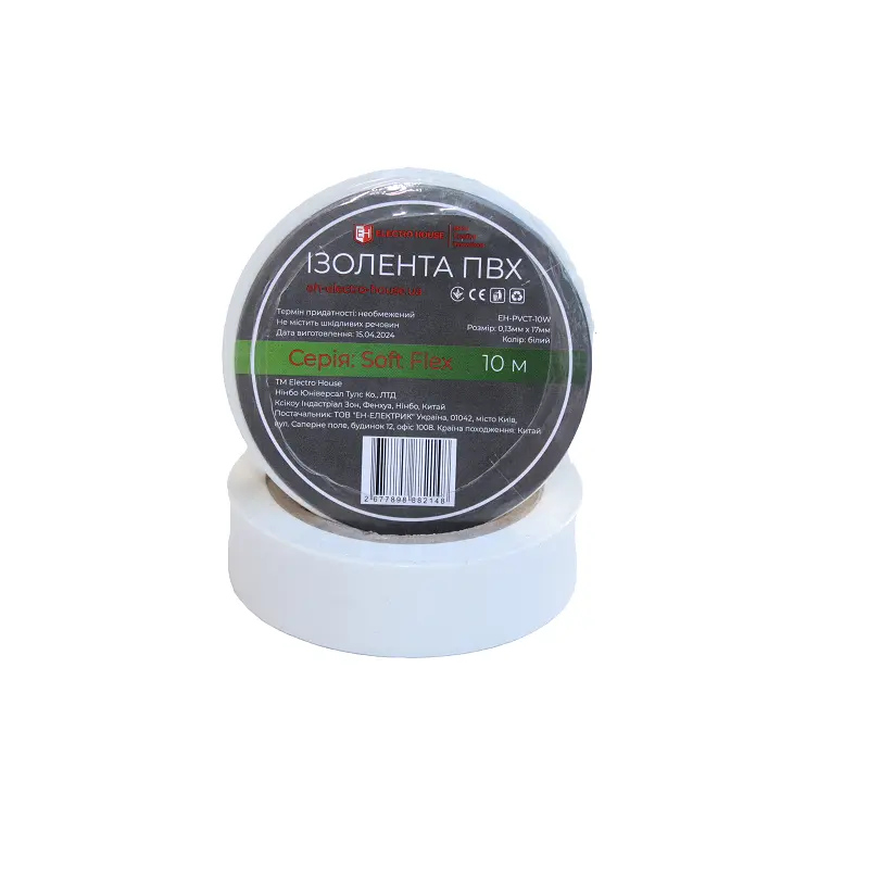 EH-PVCT-10W.png Ізоляційна стрічка Soft Flex біла 10 м - Зображення 1