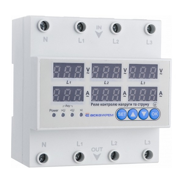 Реле контролю напруги та струму RKV 4P 63A АСКО