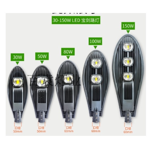 Вуличний LED-ліхтар Ritar, 30W, 6500К, 3000lm, SMD2835, RA>80, IP65, Black, 490*210*85mm