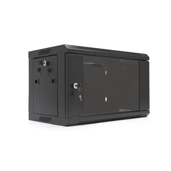 Шафа Merlion 6U, 600*350*367 (Ш*Г*В) мм загартоване скло, чорна, сталь 1,2мм, із замком (у розібраному вигляді!!!), Black