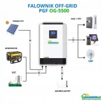 Сонячний фотоелектричний інвертор OFF-GRID PGF OG-5500 MPPT 5.5KW + WiFi - Зображення 2