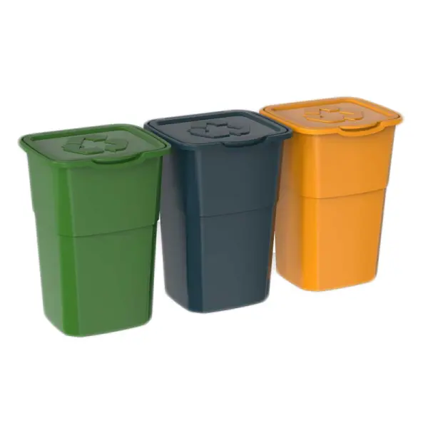 Набір сміттєвих баків ECO 3 зелений, синій, жовтий
