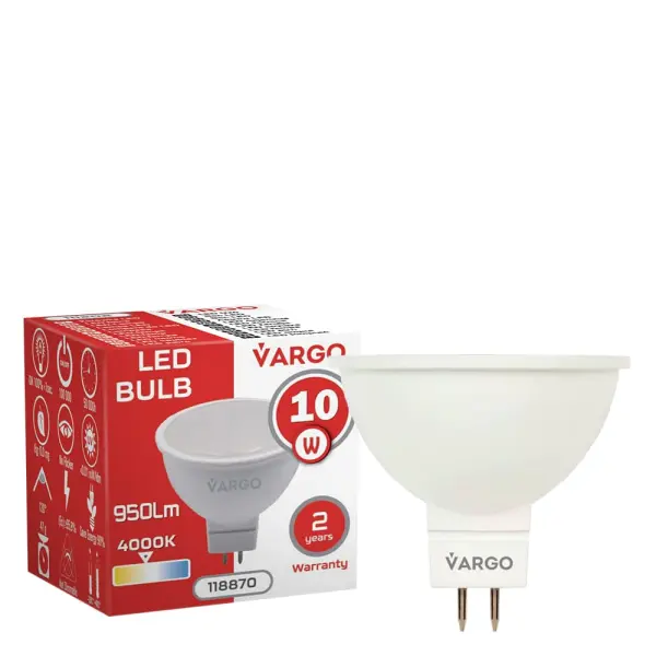 LED лампа VARGO MR16 10W GU5,3 4000К 220V (V-118870)