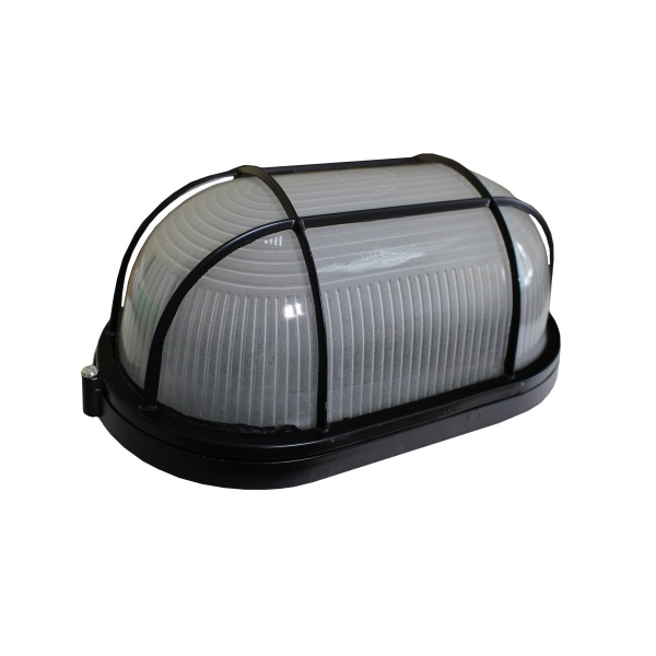 Світильник НПП1202-100W-E27-IP65 овал чорний з решіткою TNSy