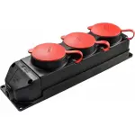 Колодка каучукова 3Р+РЕ із захисними кришками тримісна (3×25А) IP44