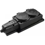 Колодка каучукова 2Р+PE із захисними кришками двомісна 16А IP44