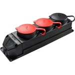 Колодка каучукова 3Р+РЕ із захисними кришками тримісна (2×25А/1×16A*2P+PE) IP44