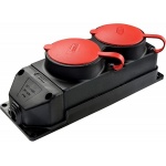 Колодка каучукова 3Р+РЕ із захисними кришками двомісна (2×25А) IP44