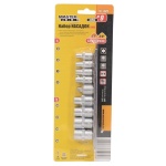 Набір головок торцевих E-TORX MASTERTOOL ¼" E5-E8 ⅜" E10-E16 CrV 9 шт 78-1409 - Зображення 2