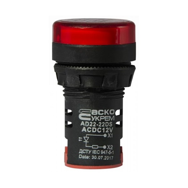 Сигнальна арматура AD22-22DS червона 12V АC/DC