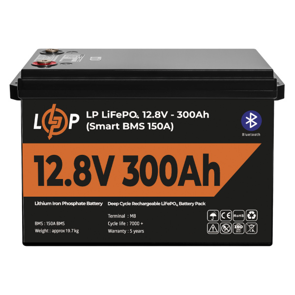 Акумулятор LP LiFePO4 12,8V - 300 Ah (3840Wh) (Smart BMS 200А) з BT пластик