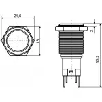 TYJ 16-261 Кнопка металева плоска з підсвічуванням, 1NO+1NC, червона 220V. - Зображення 6