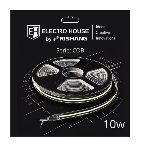 LED стрічка 10Вт 24В COB 320 діодів, 950 Лм, теплий білий 3000K, серія COB Electro House by Rishang