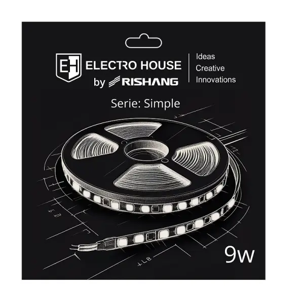 LED стрічка 9Вт 24В SMD2835 120 діодів, 900 Лм , теплий білий 3000K, серія Simple Electro House by Rishang
