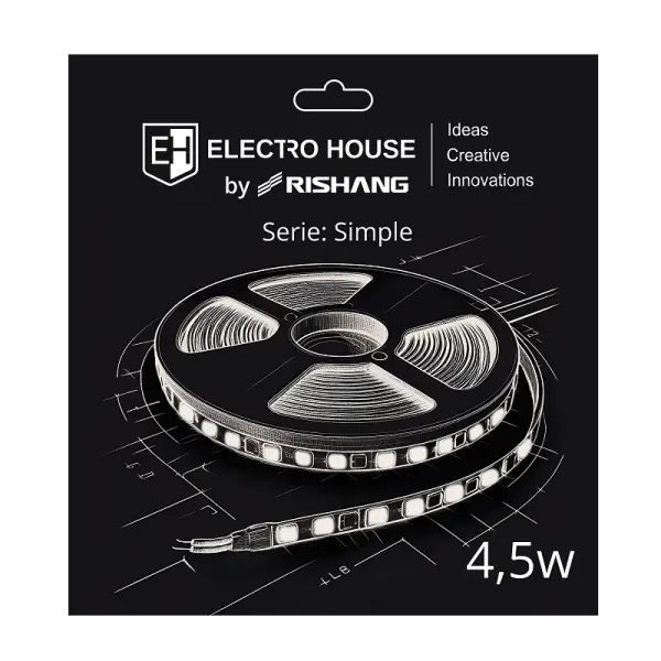 LED стрічка 4,5Вт 12В SMD2835 60 діодів, 540 Лм , нейтральний білий 4000К, серія Simple Electro House by Rishang