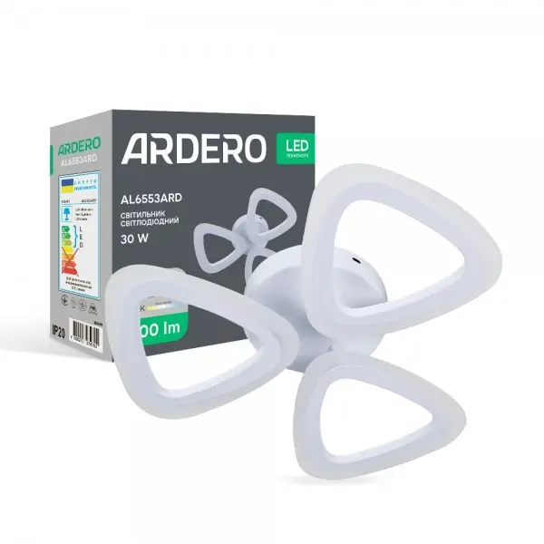 80499_AL6553ARD_1-min-600x600-1.jpg Світлодіодний накладний світильник Ardero AL6553ARD CLOVER 30Вт 5000K білий - Зображення 1
