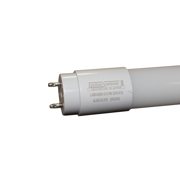 Лампа світлодіодна трубчаcта LED L-600-6400K-G13-9w-220V-810L GLASS SILVER TNSy