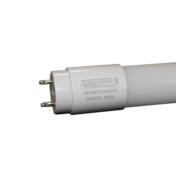 Лампа світлодіодна трубчаcта LED L-600-4000K-G13-9w-220V-810L GLASS SILVER TNSy