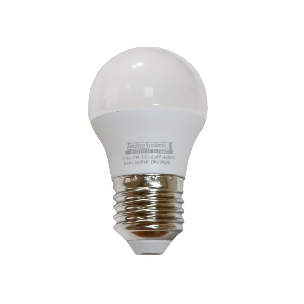 Лампа світлодіодна LED Bulb-G45-7W-E27-220V-4000K-630L SILVER TNSy