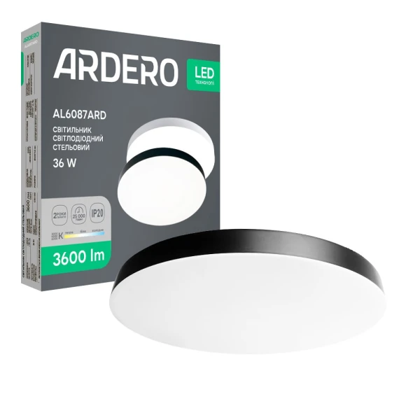 Світлодіодний накладний світильник Ardero AL6087ARD TREND 36Вт чорний