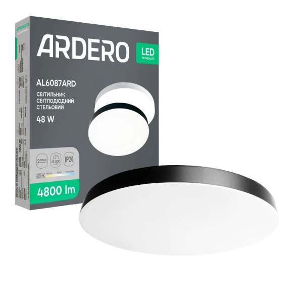Світлодіодний накладний світильник Ardero AL6087ARD TREND 48Вт чорний