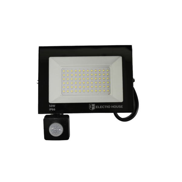 LED прожектор з датчиком руху  50Вт  5000 Лм  6500К   холодний білий  SMD2835