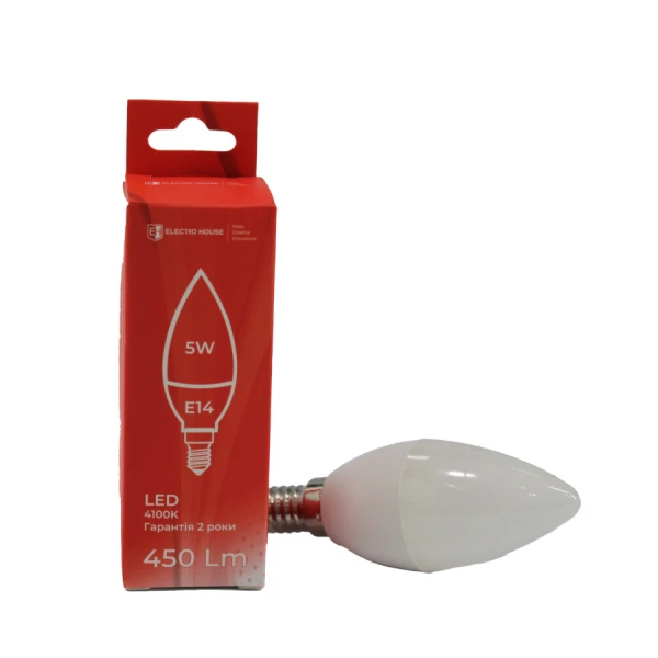 LED лампа С37   5Вт  E14   4100К 450 Лм  165-265 В