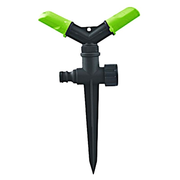 Зрошувач для поливу MASTERTOOL обертовий 2-х ріжковий ½" 12 м на ніжці 92-9362