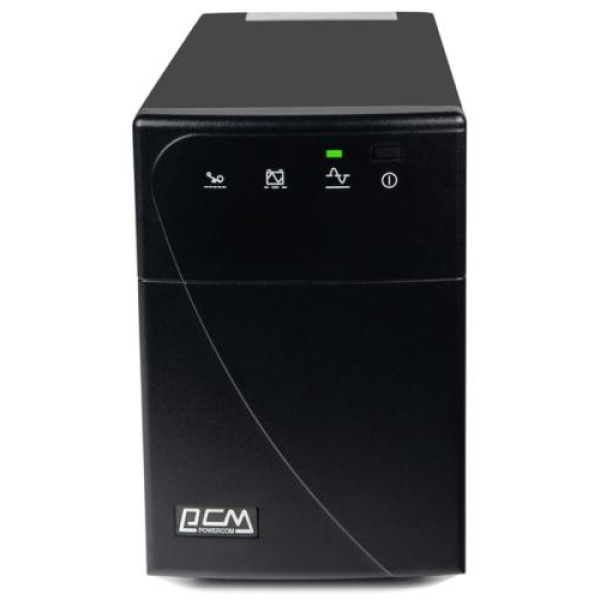 Джерело безперебійного живлення PowerCom BNT-1500AP Black, 1500 ВА, 900 Вт, лінійно-інтерактивний, AVR, 5 розеток (IEC), батарея 12В/7Ач x 2 шт, захист RJ45