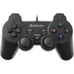 Геймпад Defender Omega, Black, USB, для ПК, вібрація, 12 кнопок, 2 аналогових стику, D-Pad (64247)