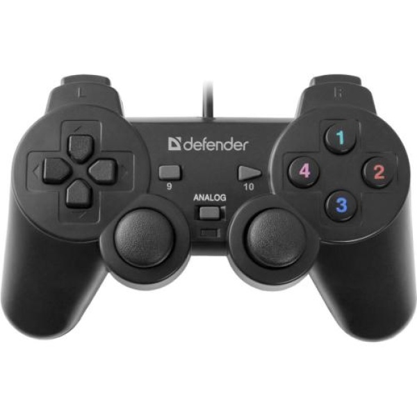 Геймпад Defender Omega, Black, USB, для ПК, вібрація, 12 кнопок, 2 аналогових стику, D-Pad (64247)