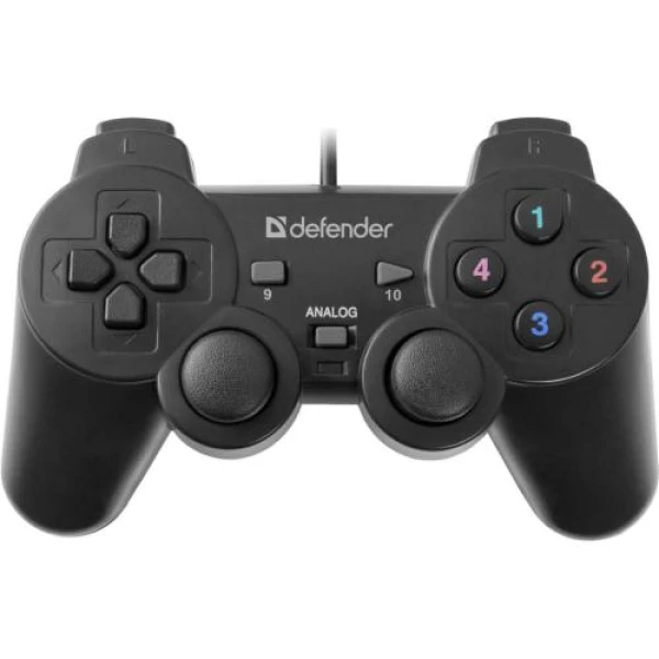 Геймпад Defender Omega, Black, USB, для ПК, вібрація, 12 кнопок, 2 аналогових стику, D-Pad (64247)