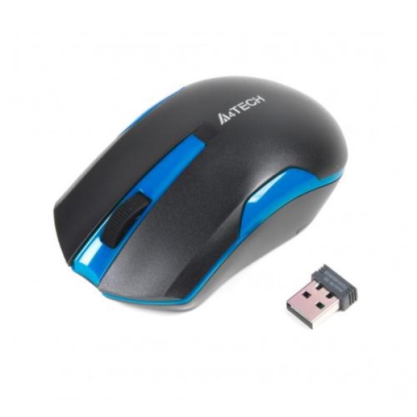 Миша A4Tech G3-200N, Black/Blue, USB, бездротова, оптична (сенсор V-Track), 1000 dpi, 3 кнопки, 1xAA