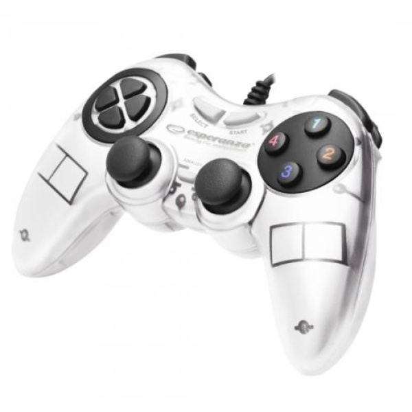 Геймпад Esperanza GX400 "Fighter", White, USB, вібрація, для PC, 2 аналогових стіка, 12 кнопок (EGG105W)