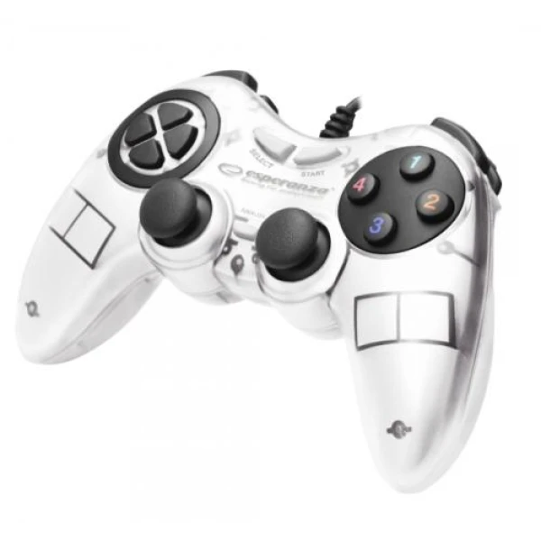 Геймпад Esperanza GX400 "Fighter", White, USB, вібрація, для PC, 2 аналогових стіка, 12 кнопок (EGG105W)