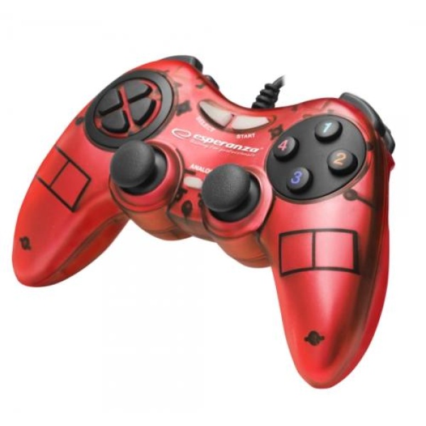 Геймпад Esperanza GX400 "Fighter", Dark Red, USB, вібрація, для PC, 2 аналогових стику, 12 кнопок (EG105R)