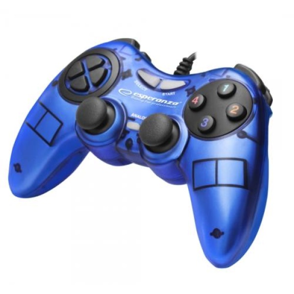 Геймпад Esperanza GX400 "Fighter", Dark Blue, USB, вібрація, для PC, 2 аналогових стіка, 12 кнопок (EG105B)