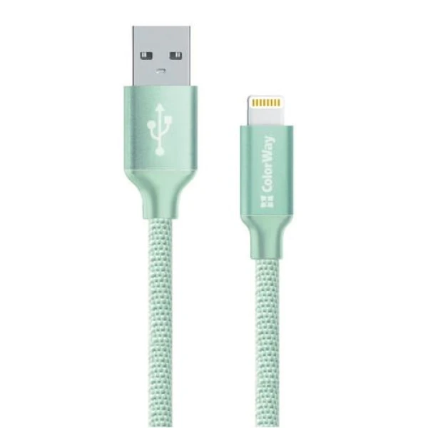 Кабель USB AM - Lightning, 1 м, Mint, ColorWay, 2.1A (CW-CBUL004-MT)
